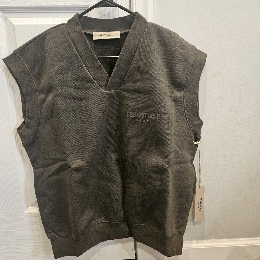 Essentials Gray V-Neck Sweater